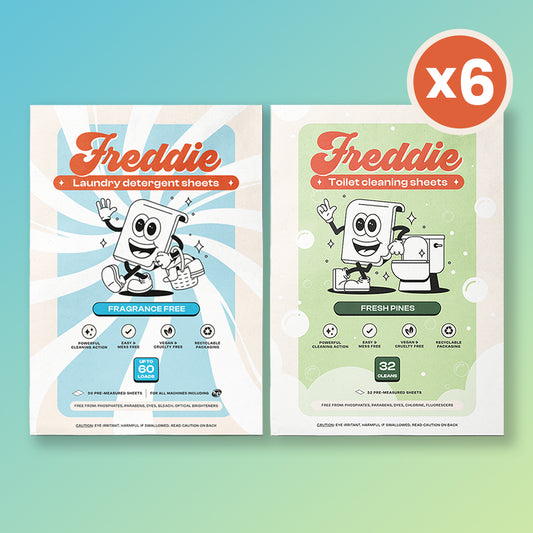 6x Laundry Detergent Sheets + 6x Toilet Cleaning Sheets Bundle