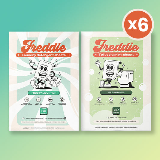 6x Laundry Detergent Sheets + 6x Toilet Cleaning Sheets Bundle